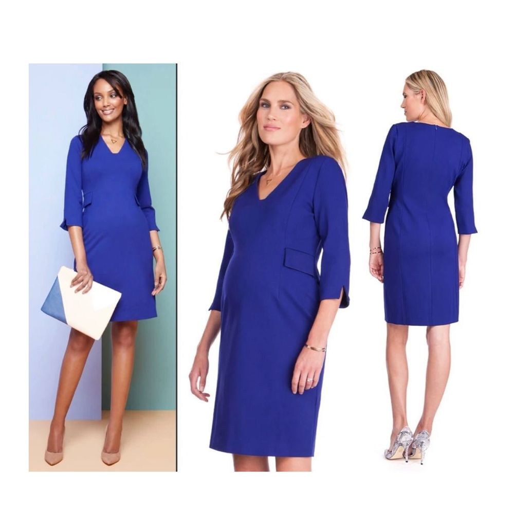 Seraphine maternity ponte v neck Everett royal blue Kate Middleton sheath dress